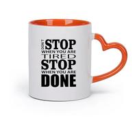 DEBINGY cerámica Tazas con Asas Cómodas No dejes de motivarte con Inspirational Fitnesscenter （11oz/320ml） Ideal para el hogar, la oficina, cafeterías, ideas de regalo Naranja