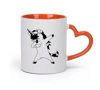 DEBINGY cerámica Tazas con Asas Cómodas Toca el unicornio para niños: Unicornio bailarín genial （11oz/320ml） Tazas de cerámica para el hogar o el trabajo Naranja