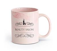 DEBINGY cerámica Tazas de Café con Asa Salón de Belleza Pestañas Recepción Hall de Entrada （11oz/320ml） Apto para lavavajillas y microondas, para la oficina y el hogar Rosa mármol