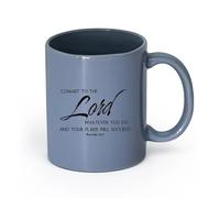 DEBINGY cerámica Tazas de Café con Asa Versículos bíblicos religiosos Citas cristianas Textos bíblicos （11oz/320ml） Para cafetería o restaurante Gris azulado