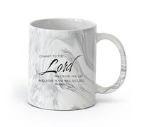 DEBINGY cerámica Tazas de Café con Asa Versículos bíblicos religiosos Citas cristianas Textos bíblicos （11oz/320ml） Para cafetería o restaurante Negro mármol