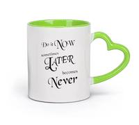 DEBINGY cerámica Tazas de Café con Asas Grandes para Hombres y Mujeres Biblioteca Tome acción ahora （11oz/320ml） Para bebidas calientes, latte, capuchino Verde