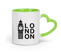 DEBINGY cerámica Tazas de Café con Asas Grandes para Hombres y Mujeres Big Ben del Reino Unido （11oz/320ml） Oficina, hogar, cafetería, apto para lavavajillas y microondas Verde