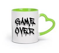 DEBINGY cerámica Tazas de Café con Asas Grandes para Hombres y Mujeres Game Over Boy Gamer Videojuego （11oz/320ml） Para té, café y bebidas calientes Verde