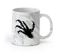 DEBINGY cerámica Tazas de Café con Asas Grandes para Hombres y Mujeres silueta de una mano en garra （11oz/320ml） Elegante y duradero: apto para microondas y lavavajillas Negro mármol