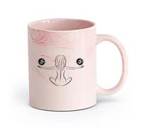 DEBINGY cerámica Tazas de café de cerámica blanca Om Yoga Center Studio Meditación Mujer Hindú （11oz/320ml） Café, té, latte, leche, cacao, zumo y otras bebidas calientes Rosa mármol