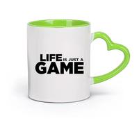 DEBINGY cerámica Tazas de café de gres con asa Citas de chicos gamer sobre la vida es solo un juego （11oz/320ml） Ideal para el hogar, la oficina, cafeterías, ideas de regalo Verde
