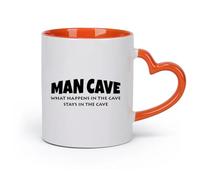 DEBINGY cerámica Tazas de café de gres con asa Citas inspiradoras sobre lo que sucedió en la cueva de juegos （11oz/320ml） Para el hogar o el trabajo Naranja