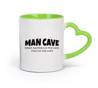 DEBINGY cerámica Tazas de café de gres con asa Citas inspiradoras sobre lo que sucedió en la cueva de juegos （11oz/320ml） Para el hogar o el trabajo Verde