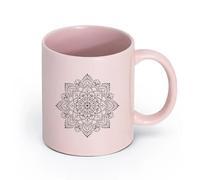 DEBINGY cerámica Tazas de café de gres con asa Estudio de yoga y meditación con mandalas y flores （11oz/320ml） Regalo único de oficina para mujeres y hombres Rosa