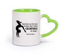 DEBINGY cerámica Tazas de café de gres con asa Gimnasia, frases motivacionales, inspiración deportiva （11oz/320ml） Para Té, Café, Leche, Capuchino Verde