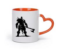 DEBINGY cerámica Tazas de café de gres con asa Orco de silueta, raza mítica del juego con solo un gran garrote. （11oz/320ml） Gran regalo para parejas Naranja