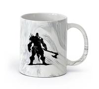DEBINGY cerámica Tazas de café de gres con asa Orco de silueta, raza mítica del juego con solo un gran garrote. （11oz/320ml） Gran regalo para parejas Negro mármol