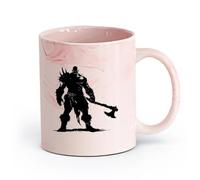 DEBINGY cerámica Tazas de café de gres con asa Orco de silueta, raza mítica del juego con solo un gran garrote. （11oz/320ml） Gran regalo para parejas Rosa mármol