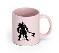 DEBINGY cerámica Tazas de café de gres con asa Orco de silueta, raza mítica del juego con solo un gran garrote. （11oz/320ml） Gran regalo para parejas Rosa