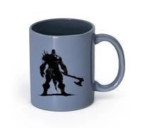 DEBINGY cerámica Tazas de café de gres con asa Orco de silueta, raza mítica del juego con solo un gran garrote. （11oz/320ml） Gran regalo para parejas Gris azulado