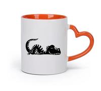 DEBINGY cerámica Tazas de café de gres con asa Parque infantil Rawr Sleep T-Rex Dinosaur Animal Baby World （11oz/320ml） Para té, café y bebidas calientes Naranja