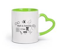 DEBINGY cerámica Tazas de café de porcelana Calculadora de pensamiento matemático impresionante de la escuela （11oz/320ml） Para espresso, juego de té Verde