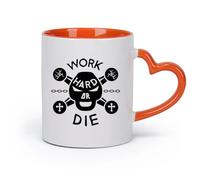 DEBINGY cerámica Tazas de café de porcelana Citas inspiradoras de gimnasios que motivan el entrenamiento （11oz/320ml） Regalo para hombre o mujer Naranja