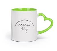 DEBINGY cerámica Tazas de café de porcelana Citas inspiradoras de Sueña en grande y cultura empresarial （11oz/320ml） Para café, avena, té, fácil de limpiar Verde