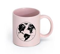 DEBINGY cerámica Tazas de café de porcelana Mapa del globo Planeta Vida Océano Tierra Universo （11oz/320ml） Ideal para el hogar, la oficina, cafeterías, ideas de regalo Rosa
