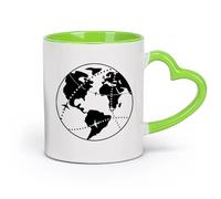 DEBINGY cerámica Tazas de café de porcelana Mapa del globo Planeta Vida Océano Tierra Universo （11oz/320ml） Ideal para el hogar, la oficina, cafeterías, ideas de regalo Verde