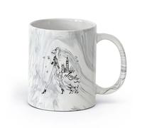 DEBINGY cerámica Tazas de café de porcelana Una chica en Londres pasea a su perro mientras toma café. （11oz/320ml） Bebidas calientes, espresso Negro mármol