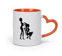 DEBINGY cerámica Tazas de Café, Té y Café Barbería Belleza Chica Peluquería Logotipo Salón de belleza （11oz/320ml） Para té, chocolate caliente Naranja
