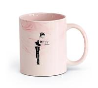 DEBINGY cerámica Tazas de Café, Té y Café Cafetería Bar Pin Up Chica atractiva y sexy Mujer en modo medias （11oz/320ml） Para té, café y bebidas calientes Rosa mármol
