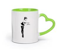 DEBINGY cerámica Tazas de Café, Té y Café Cafetería Bar Pin Up Chica atractiva y sexy Mujer en modo medias （11oz/320ml） Para té, café y bebidas calientes Verde