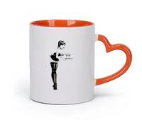 DEBINGY cerámica Tazas de Café, Té y Café Cafetería Bar Pin Up Chica atractiva y sexy Mujer en modo medias （11oz/320ml） Para té, café y bebidas calientes Naranja