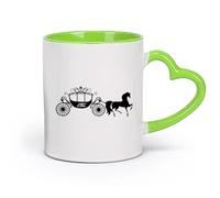DEBINGY cerámica Tazas de Café, Té y Café Carruaje de Cenicienta, guardería de moda para niñas （11oz/320ml） Café, té, latte, leche, cacao, zumo y otras bebidas calientes Verde