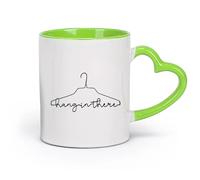 DEBINGY cerámica Tazas de Café, Té y Café Colgar allí Colgador Cita Motivación Dormitorio Lavandería （11oz/320ml） Regalo para hombre o mujer Verde