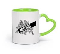 DEBINGY cerámica Tazas de Café, Té y Café Equipo Liderazgo Palabras Misión Empresa Personalidad （11oz/320ml） Oficina, hogar, cafetería, apto para lavavajillas y microondas Verde