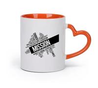 DEBINGY cerámica Tazas de Café, Té y Café Equipo Liderazgo Palabras Misión Empresa Personalidad （11oz/320ml） Oficina, hogar, cafetería, apto para lavavajillas y microondas Naranja