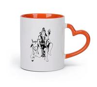 DEBINGY cerámica Tazas de Café, Té y Café Shiva Dios hindú indio Religión Vaca Shiva Religión hindú （11oz/320ml） Para Té, Café, Leche, Capuchino Naranja