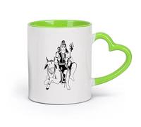 DEBINGY cerámica Tazas de Café, Té y Café Shiva Dios hindú indio Religión Vaca Shiva Religión hindú （11oz/320ml） Para Té, Café, Leche, Capuchino Verde