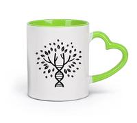 DEBINGY cerámica Tazas de Café y Té Árbol de la vida, ADN, espiral, género, linaje, genética, biología, ciencia molecular （11oz/320ml） Gran regalo para parejas Verde