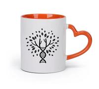 DEBINGY cerámica Tazas de Café y Té Árbol de la vida, ADN, espiral, género, linaje, genética, biología, ciencia molecular （11oz/320ml） Gran regalo para parejas Naranja