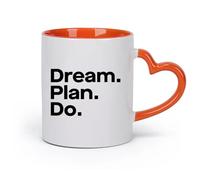 DEBINGY cerámica Tazas de Café y Té Citas motivacionales inspiradoras para soñar, planificar y emprender una aventura （11oz/320ml） Para la oficina y el hogar Naranja