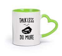 DEBINGY cerámica Tazas de Café y Té Citas sobre cultura empresarial: Hablar menos y hacer más, Chica con piercing en el labio （11oz/320ml） Para el hogar o el trabajo Verde