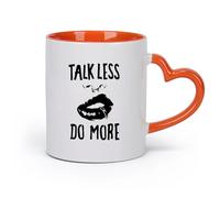 DEBINGY cerámica Tazas de Café y Té Citas sobre cultura empresarial: Hablar menos y hacer más, Chica con piercing en el labio （11oz/320ml） Para el hogar o el trabajo Naranja