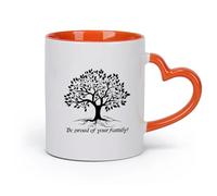 DEBINGY cerámica Tazas de Café y Té Citas sobre el árbol genealógico de la vida: siéntete orgulloso de tu genealogía （11oz/320ml） Para el hogar o el trabajo Naranja