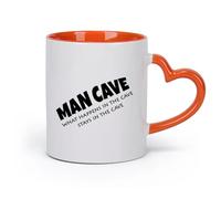 DEBINGY cerámica Tazas de Café y Té Cuevas para hombres: Lo que pasa en una cueva, se queda en una cueva. （11oz/320ml） Ideal para usar en casa y la oficina Naranja