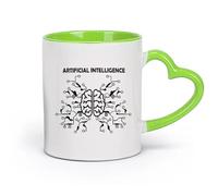 DEBINGY cerámica Tazas de Café y Té Inteligencia artificial, cerebro, red neuronal, empresa de tecnología informática （11oz/320ml） Gran regalo para parejas Verde