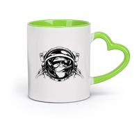 DEBINGY cerámica Tazas de Café y Té Mono astronauta, mono espacial con gafas de sol y puro en la habitación para fumadores （11oz/320ml） Para el hogar o el trabajo Verde