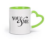 DEBINGY cerámica Tazas de Café y Té Tú y yo, signo de amor, citas familiares, casa, romance, chico, chica （11oz/320ml） Regalo para hombre o mujer Verde