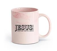 DEBINGY cerámica Tazas de Café y Té Versículos bíblicos cristianos Jesús Verdad Vida Jesús Religión Oración Vida cristiana （11oz/320ml） Restaurante, oficina Rosa mármol