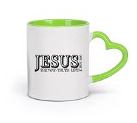 DEBINGY cerámica Tazas de Café y Té Versículos bíblicos cristianos Jesús Verdad Vida Jesús Religión Oración Vida cristiana （11oz/320ml） Restaurante, oficina Verde