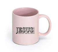 DEBINGY cerámica Tazas de Café y Té Versículos bíblicos cristianos Jesús Verdad Vida Jesús Religión Oración Vida cristiana （11oz/320ml） Restaurante, oficina Rosa